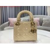 Replica Dior M0505 Mini Lady Dior Bag Apricot Gold Patent Cannage Calfskin