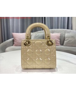 Replica Dior M0505 Mini Lady Dior Bag Apricot Gold Patent Cannage Calfskin 2