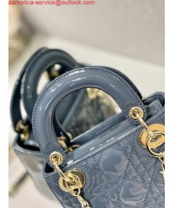 Replica Dior Mini Lady Dior Bag M0505 Deep tan lanin Patent Cannage Calfskin 2