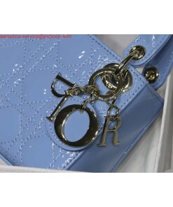 Replica Dior MICRO LADY Dior Bag S0856 Blue Patent Cannage Lambskin 2