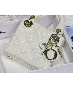 Replica Dior MICRO LADY Dior Bag S0856 White Patent Cannage Lambskin