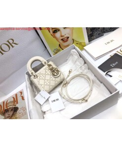 Replica Dior S0856 MICRO LADY Dior Bag White Cannage Lambskin with Pearl