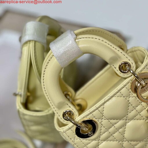 Replica Dior S0856 MICRO LADY Dior Bag Yellow Cannage Lambskin 2