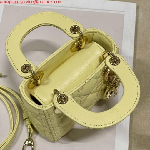 Replica Dior S0856 MICRO LADY Dior Bag Yellow Cannage Lambskin 6