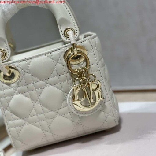 Replica Dior S0856 MICRO LADY Dior Bag White Cannage Lambskin