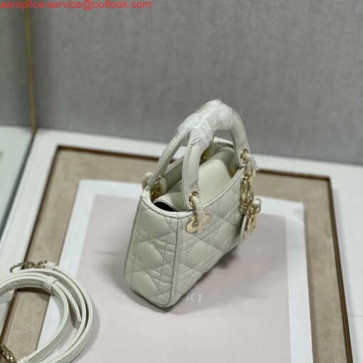 Replica Dior S0856 MICRO LADY Dior Bag White Cannage Lambskin 3