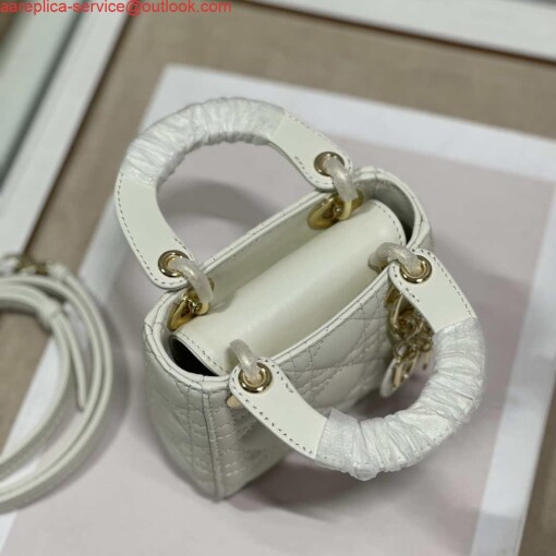 Replica Dior S0856 MICRO LADY Dior Bag White Cannage Lambskin 6