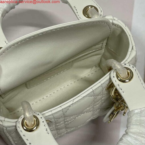 Replica Dior S0856 MICRO LADY Dior Bag White Cannage Lambskin 7