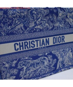 Replica Dior M1296 Book Tote Medium Neon Blue Toile de Jouy Reverse Embroidery