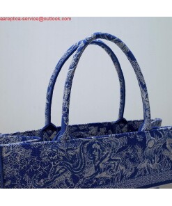 Replica Dior M1296 Book Tote Medium Neon Blue Toile de Jouy Reverse Embroidery 2