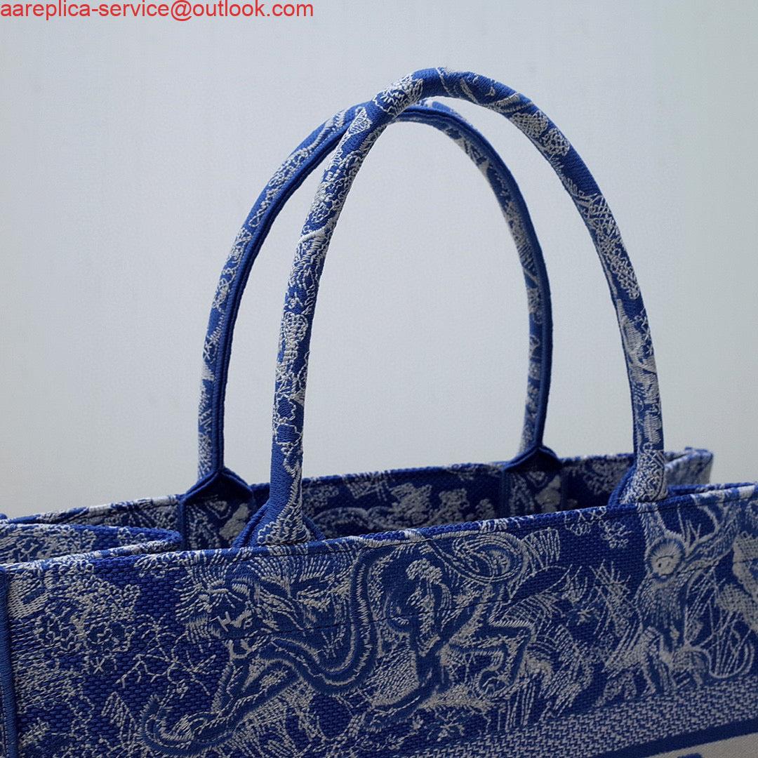 Replica Dior M1296 Book Tote Medium Neon Blue Toile de Jouy Reverse Embroidery 2 Replica Dior M1296 Book Tote Medium Neon Blue Toile de Jouy Reverse Embroidery 2