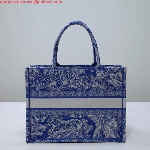 Replica Dior M1296 Book Tote Medium Neon Blue Toile de Jouy Reverse Embroidery 4