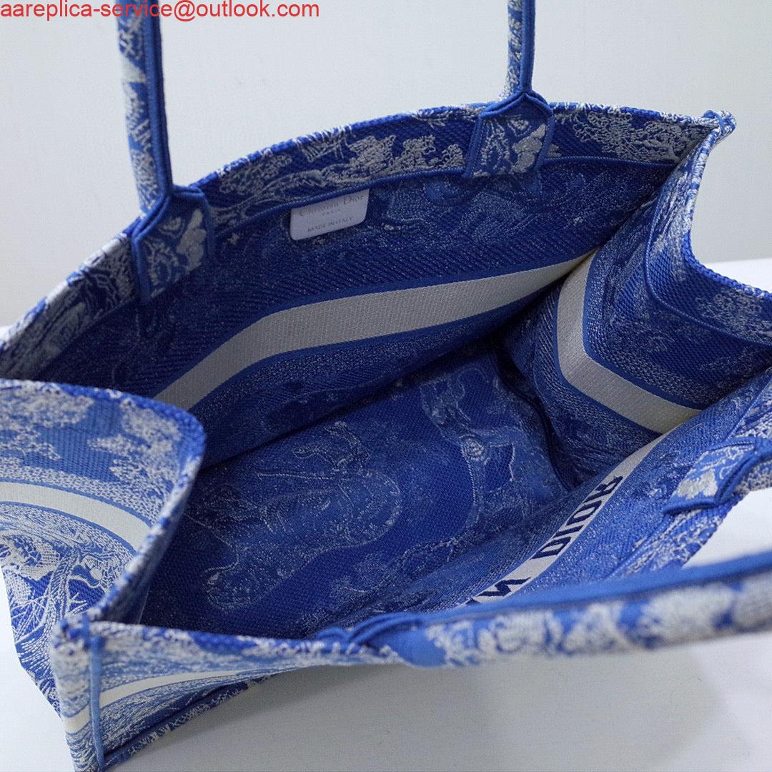 Replica Dior M1296 Book Tote Medium Neon Blue Toile de Jouy Reverse Embroidery 5 Replica Dior M1296 Book Tote Medium Neon Blue Toile de Jouy Reverse Embroidery 5