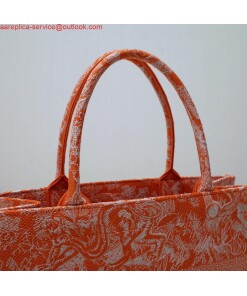 Replica Dior M1296 Book Tote Medium Neon Orange Toile de Jouy Reverse Embroidery
