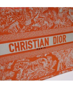 Replica Dior M1296 Book Tote Medium Neon Orange Toile de Jouy Reverse Embroidery 2
