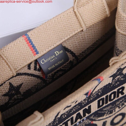 Replica Dior M1265 Small Book Tote Beige jute fabric with Union motif 8