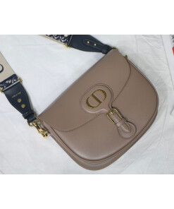 Replica Dior M9320 Large Bobby Bag Light Pink Box Calfskin with Blue Oblique Strap
