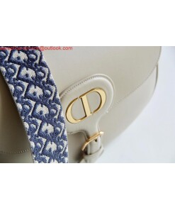 Replica Dior M9320 Large Bobby Bag Beige Box Calfskin with Blue Oblique Strap 2