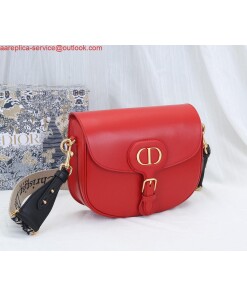 Replica Dior M9320 Large Bobby Bag Red Box Calfskin with Blue Oblique Strap