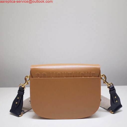Replica Dior M9320 Large Bobby Bag Tan Box Calfskin with Blue Oblique Strap 5