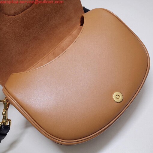 Replica Dior M9320 Large Bobby Bag Tan Box Calfskin with Blue Oblique Strap 6