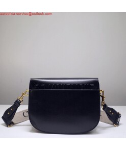 Replica Dior M9320 Large Bobby Bag Black Box Calfskin with Blue Oblique Strap 2