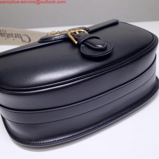 Replica Dior M9320 Large Bobby Bag Black Box Calfskin with Blue Oblique Strap 5