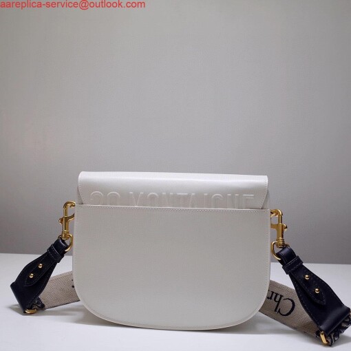 Replica Dior M9320 Large Bobby Bag white Box Calfskin with Blue Oblique Strap 3