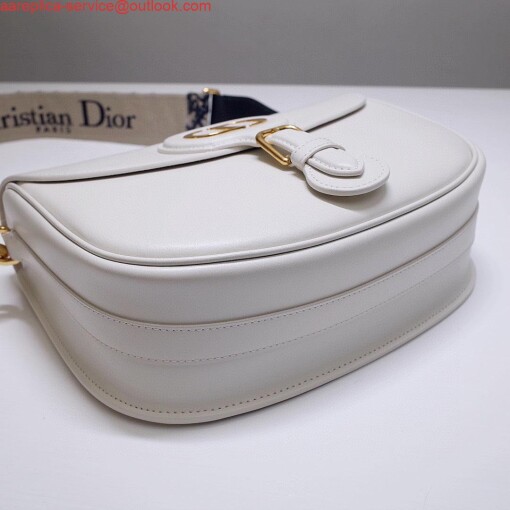 Replica Dior M9320 Large Bobby Bag white Box Calfskin with Blue Oblique Strap 5