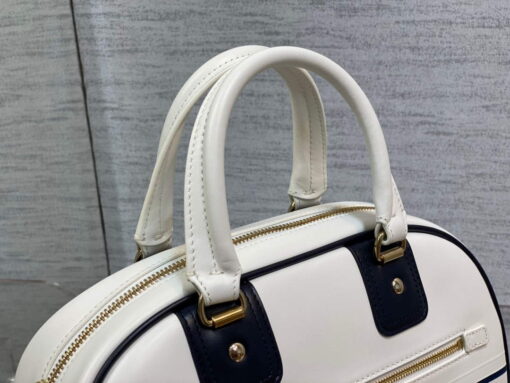 Replica Dior M6209 Small Vibe Zip Bowling Bag White and Blue Smooth Calfskin 5
