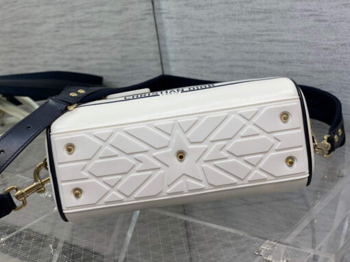 Replica Dior M6209 Small Vibe Zip Bowling Bag White and Blue Smooth Calfskin 6