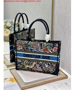 Replica Dior M1296 Medium Book Tote D-Constellation embroidery in shades of blue 2