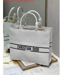 Replica Dior M1286 Large Book Tote White Perforated and Embossed Oblique Calfskin 2