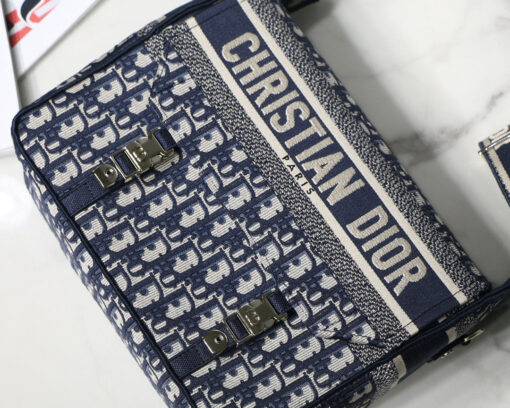 Replica Dior M1241 Small Diorcamp Bag Blue Dior Oblique Embroidery