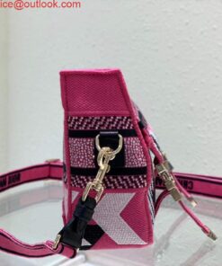 Replica Dior M1241 Small Diorcamp Bag Pink Multicolor Toile de Jouy Zoom 2