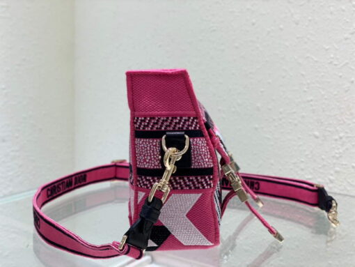 Replica Dior M1241 Small Diorcamp Bag Pink Multicolor Toile de Jouy Zoom 2