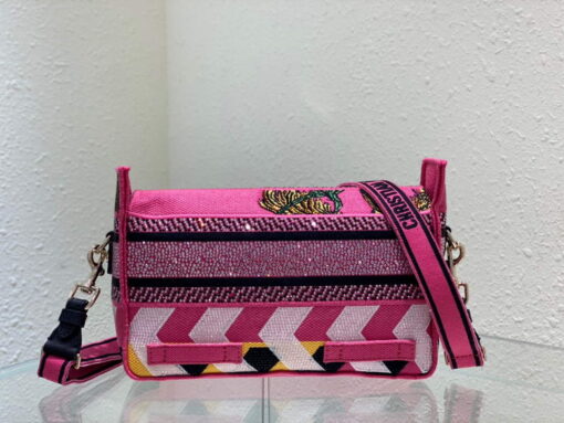 Replica Dior M1241 Small Diorcamp Bag Pink Multicolor Toile de Jouy Zoom 3