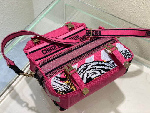 Replica Dior M1241 Small Diorcamp Bag Pink Multicolor Toile de Jouy Zoom 6