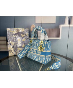 Replica Dior M0565 Medium Lady D-Life Bag Oblique Jacquard Blue