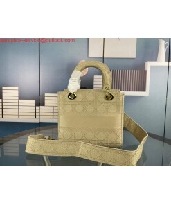 Replica Dior M0565 Medium Lady D-Life Bag Cannage Embroidery Light Yellow 2