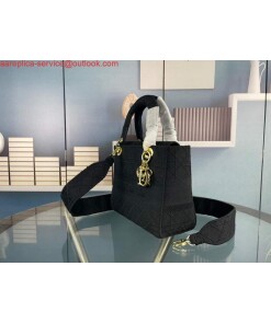 Replica Dior M0565 Medium Lady D-Life Bag Cannage Embroidery Black