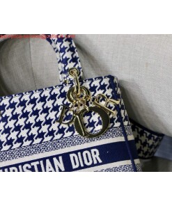 Replica Dior Medium Lady D-Life Bag M0565 Navy Blue and White Butterfly Embroidery 2