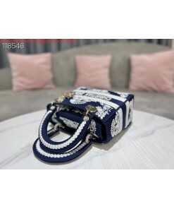 Replica Dior M0565 Medium Lady D-Life Bag Blue and White Cornely-Effect Embroidery 2