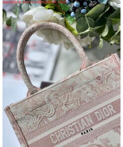 Replica Dior Book Tote M1265 Small Dior Toile De Jouy Reverse Embroidery Pink 2