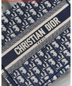 Replica Dior Book Tote M1265 Small Dior Oblique Embroidery Blue 2