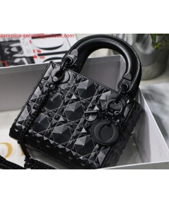 Replica Dior M0505 Mini Dior Lady Bag Black Cannage Calfskin with Diamond Motif