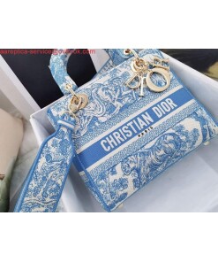 Replica Dior M0565 Medium Lady D-Life Bag Cornflower Blue Toile de Jouy Embroidery