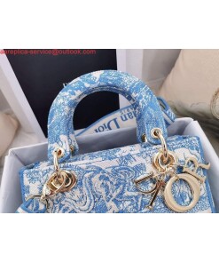 Replica Dior M0565 Medium Lady D-Life Bag Cornflower Blue Toile de Jouy Embroidery 2