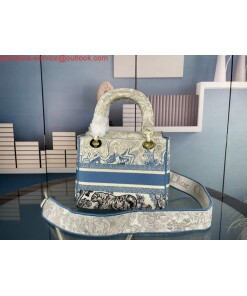 Replica Dior M0565 Medium Lady D-Life Bag Blue Toile de Jouy Embroidery 2