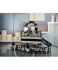 Replica Dior M0565 Medium Lady D-Life Bag Black Cupidon Embroidery 2